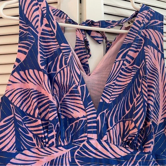 Boden Purple Palm-Print V-Neck Maxi Dress - Picture 7 of 8